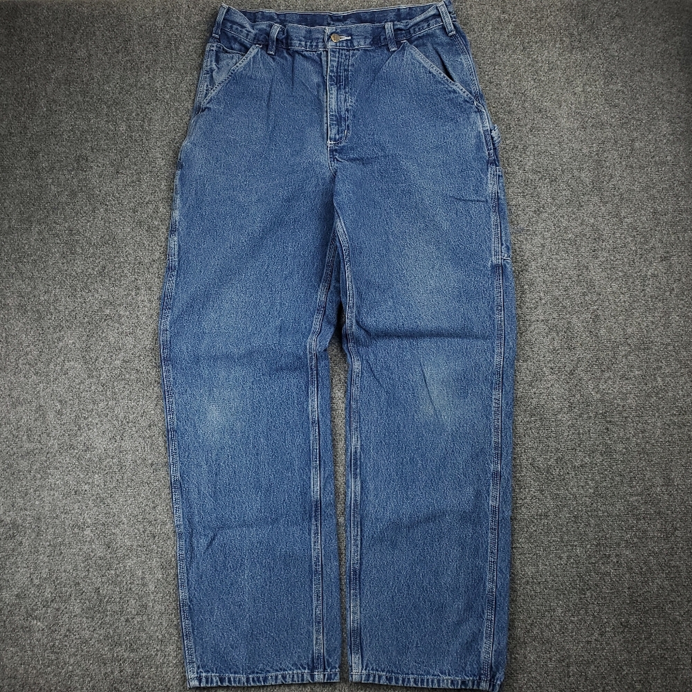 Carhartt B13 DST Carpenter Jeans Mens 36x34 Loose Fit Dark Stone Blue Work Denim